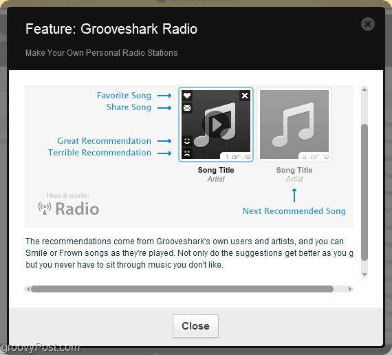 استخدام محرك توصية Grooveshark عبر راديو Grooveshark