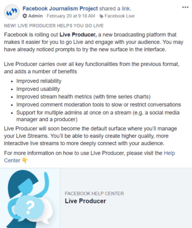 يطرح Facebook برنامج Live Producer ويجعله السطح الافتراضي لإدارة البث المباشر.