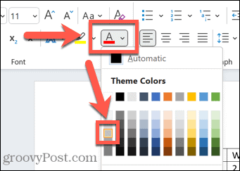 لون خط Excel