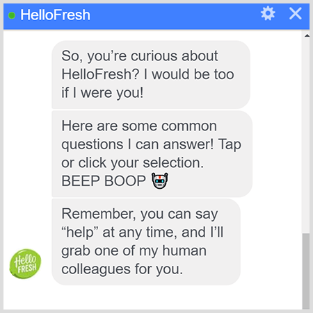 يشرح روبوت HelloFresh Messenger كيفية التحدث إلى الإنسان.