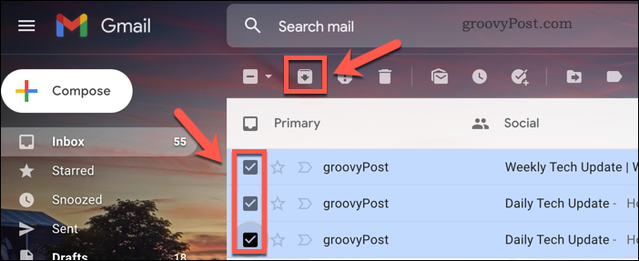 أرشفة رسائل البريد الإلكتروني في Gmail