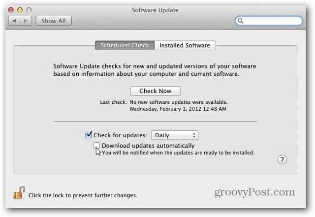 تكوين ميزة تحديث البرامج لـ Apple OS X Lion