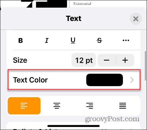 تغيير لون النص على iPhone