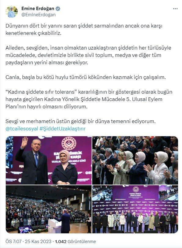 السيدة الأولى أردوغان تتحدث عن يوم العنف ضد المرأة
