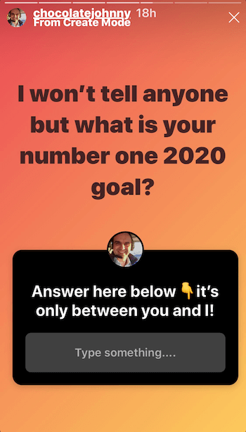 مثال على منشور قصة Instagram باستخدام ملصق الأسئلة