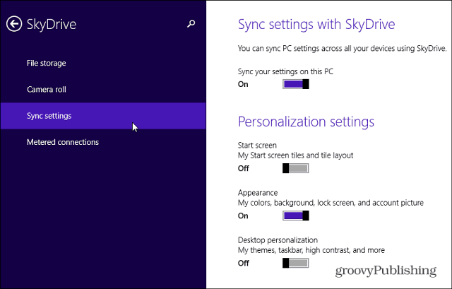 إعدادات SkyDrive Sync