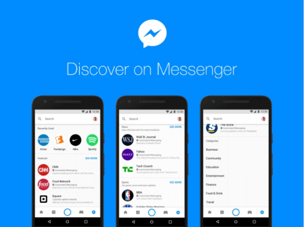 يتيح مركز Discover الجديد في Facebook داخل منصة Messenger للأشخاص التصفح والعثور على الروبوتات والشركات في Messenger.