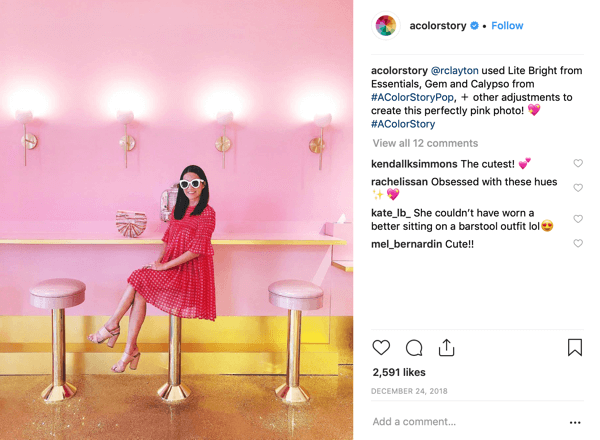 قم بإنشاء قصة A Color Story في Instagram ، الخطوة 7 تظهر منشورًا مكتملًا.