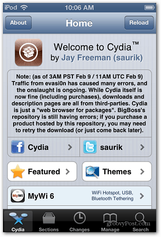 مرحبًا بكم في Cydia