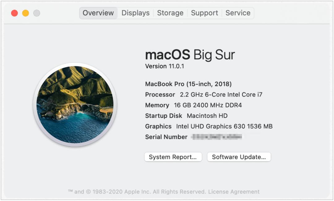 مثال على إصدار Mac