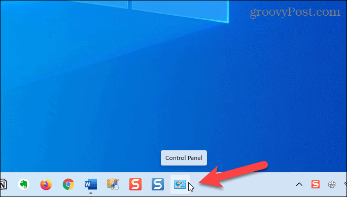 لوحة التحكم على شريط المهام في نظام التشغيل Windows 11