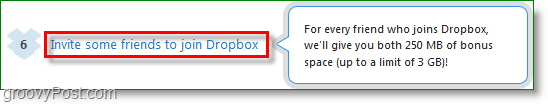لقطة شاشة Dropbox - تعرف على المساحة من خلال دعوة الأصدقاء