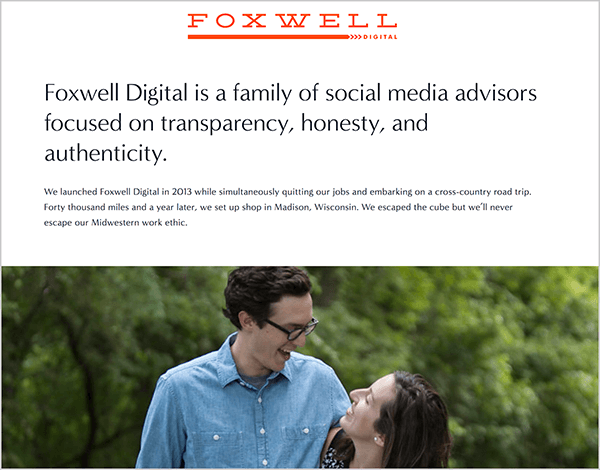 يدير أندرو فوكسويل شركة Foxwell Digital مع زوجته. على صفحة الويب الخاصة بهم ، يظهر شعار Foxwell Digital في الجزء العلوي متبوعًا بالنص ، "Foxwell Digital هي عائلة من مستشاري الوسائط الاجتماعية التي تركز على الشفافية والصدق والأصالة ". يوجد أسفل هذا النص صورة لأندرو وزوجته ينظران إلى بعضهما البعض أمام أشجار خضراء مورقة.