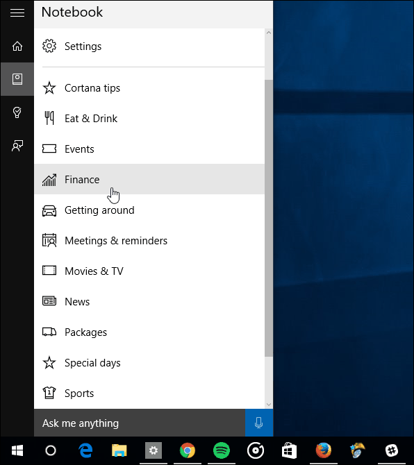 دفتر ملاحظات Cortana