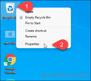 احصل على خصائص سلة المحذوفات باستخدام رمز سطح المكتب في Windows 11