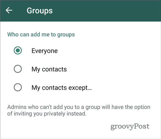 توقف WhatsApp عن الإضافة إلى مجموعات الجميع (2)