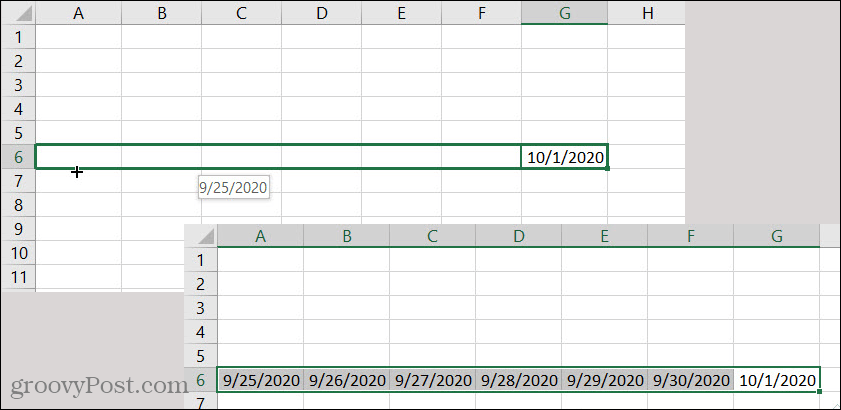 تاريخ الملء التلقائي لبرنامج Excel إلى الوراء