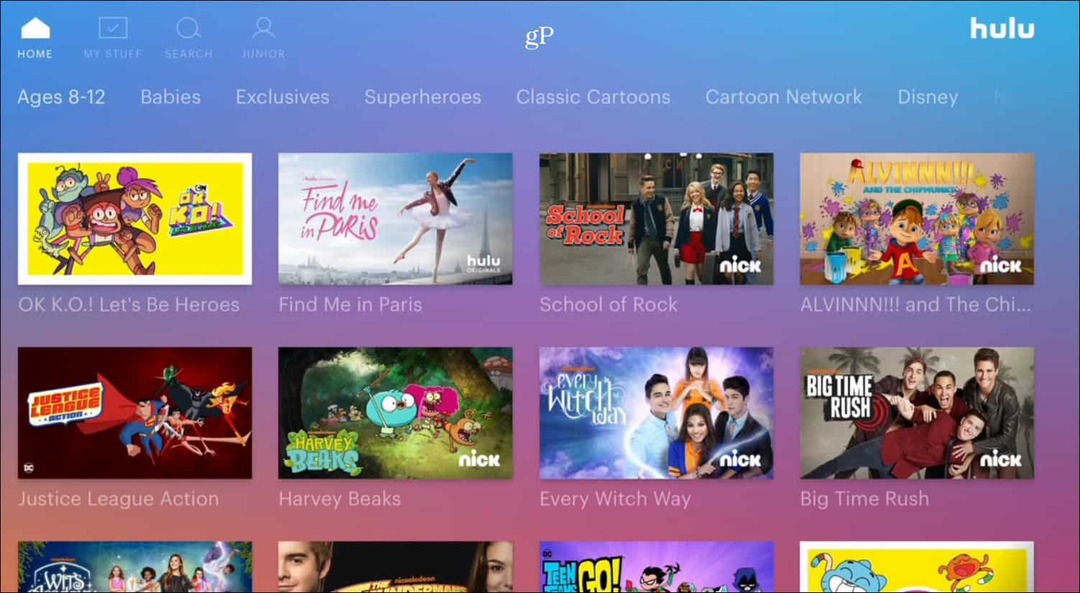 ملف تعريف Hulu Kids على Apple TV
