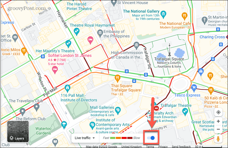 خرائط جوجل الحية تبديل حركة المرور