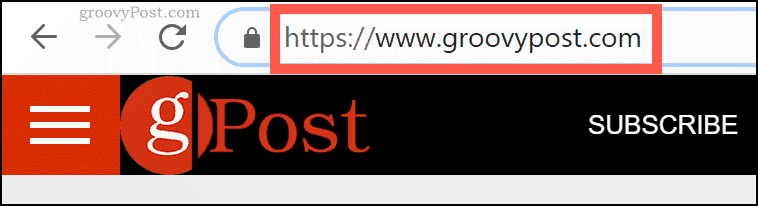 اسم نطاق groovyPost.com في شريط عنوان URL في Chrome