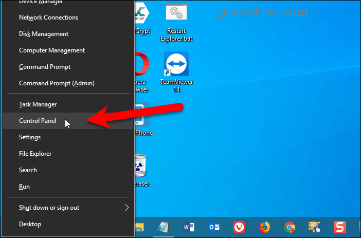 تمت إضافة لوحة التحكم إلى قائمة Win + X في Windows 10