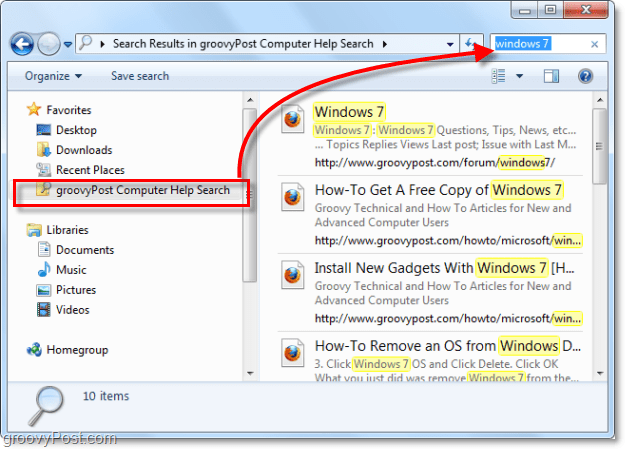 كيفية إنشاء موصل بحث مخصص لنظام التشغيل Windows 7