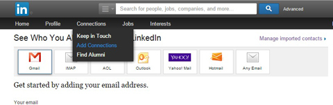 استيراد جهات اتصال البريد الإلكتروني إلى LinkedIn