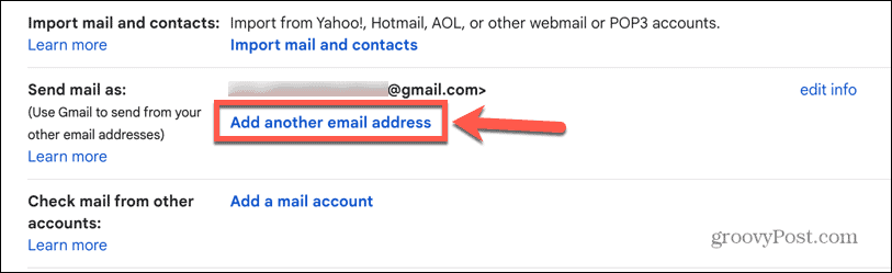 gmail إضافة عنوان بريد إلكتروني آخر