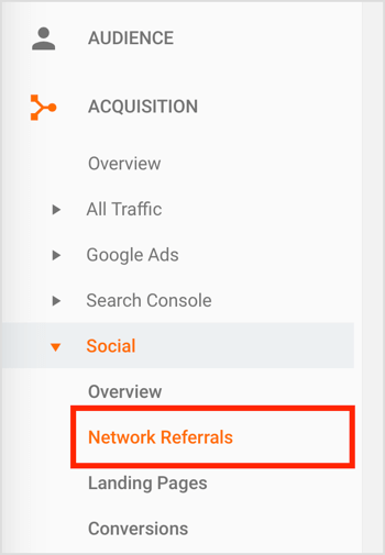 قم بزيارة لوحة تحكم Google Analytics وانتقل إلى Network Referrals.
