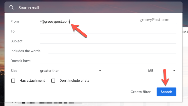 إنشاء قاعدة تصفية جديدة في Gmail