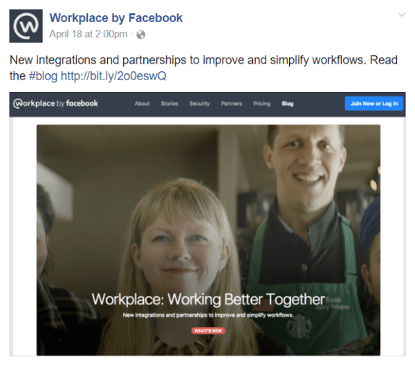 أعلن Facebook عن العديد من عمليات الدمج والشراكات الجديدة داخل أداة اتصالات فريق Workplace by Facebook.