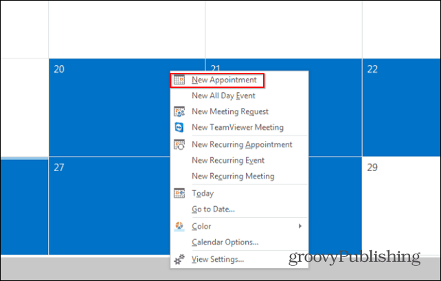 تقويم Outlook 2013 حدد موعد العطلة