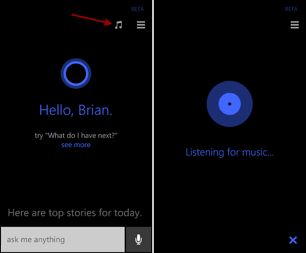 استخدم Cortana على Windows Phone 8.1 لتحديد الأغاني