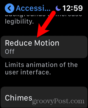 اضغط على Reduce Motion في Apple Watch