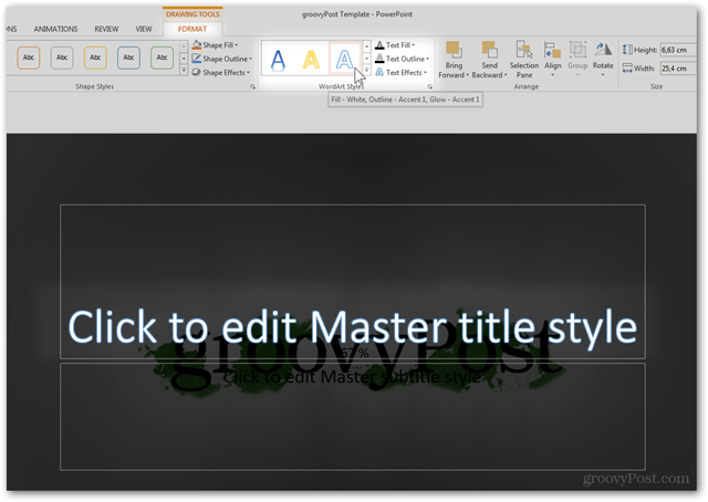 قالب Office 2013 ، إنشاء ، تصميم مخصص ، POTX ، تخصيص شرائح الشرائح ، البرنامج التعليمي ، كيفية تصميم خصائص لون الخط ، نمط WordArt ، تحرير مسبق للنص