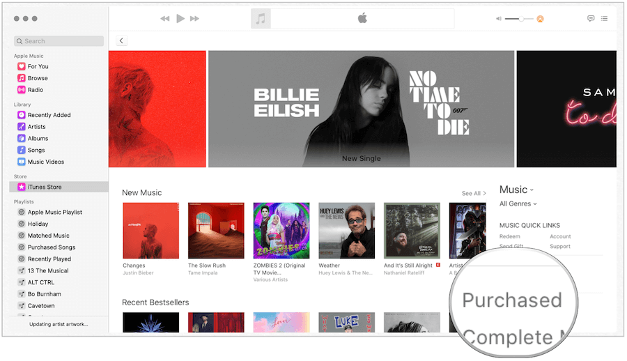 تم شراء iTunes على Mac