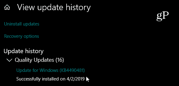 تحديث Windows 10 التراكمي KB4490481