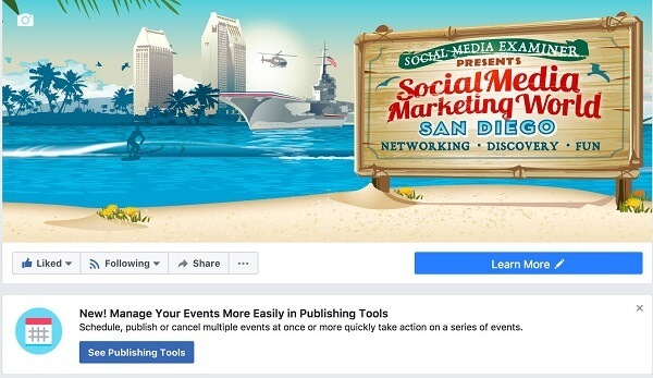 يسهل Facebook إدارة أحداث Facebook من صفحة داخل أدوات النشر.