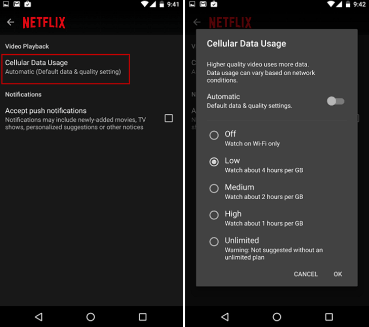 حد من استخدام بيانات Netflix على Android أو iPhone لتجنب الرسوم الزائدة