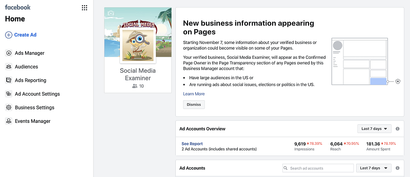 يقوم Facebook بتنبيه مستخدمي Business Manager للتحقق من أعمالهم.