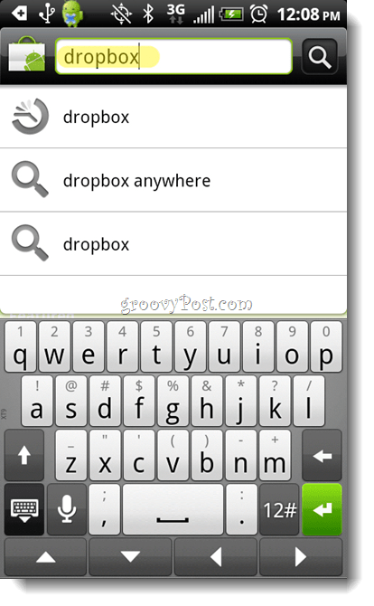 تطبيق بحث Android Dropbox