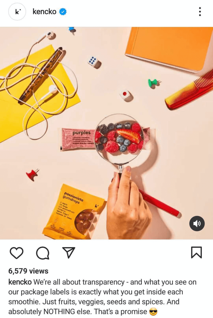 مثال على مشاركة قيم العلامة التجارية في Instagram