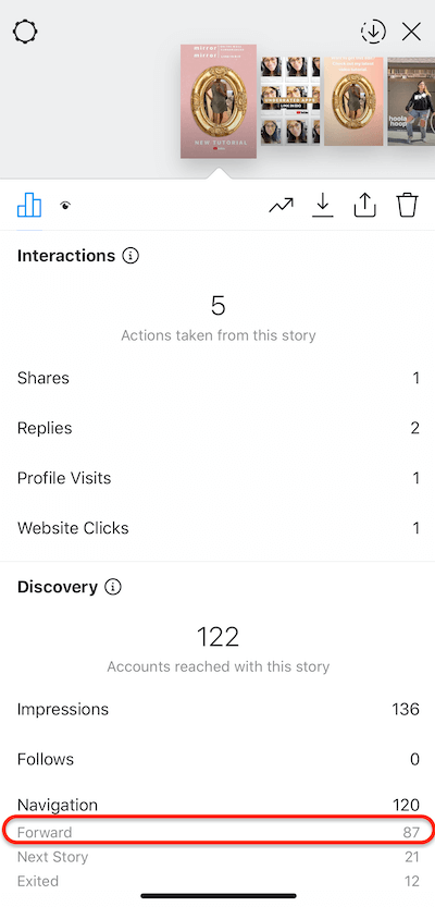 تظهر بيانات قصص instagram التي تم التقاطها في قصتك