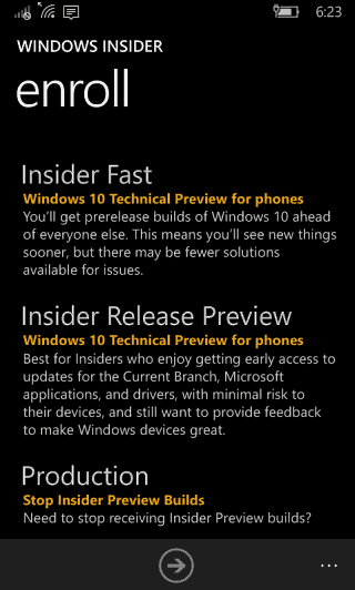 معاينة إصدار Windows 10 Mobile Insider