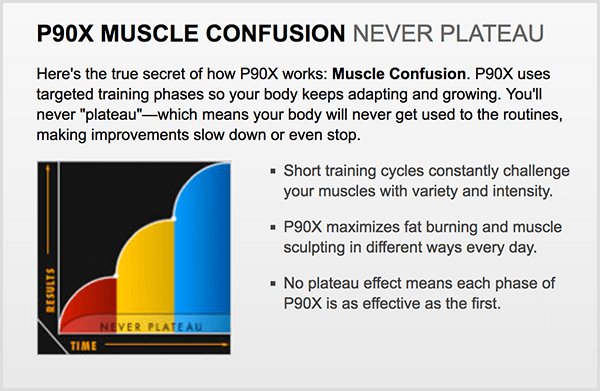 استخدم P90X مصطلح الارتباك العضلي لتوليد الفضول.
