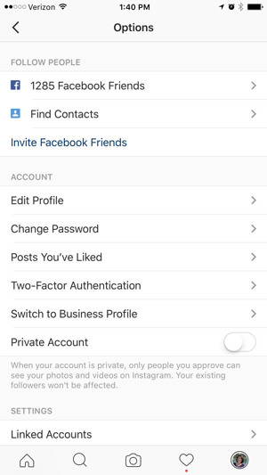 خيارات ملفات تعريف الأعمال في instagram