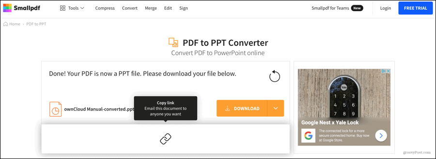 Smallpdf تم تحويل ملف PDF إلى PowerPoint