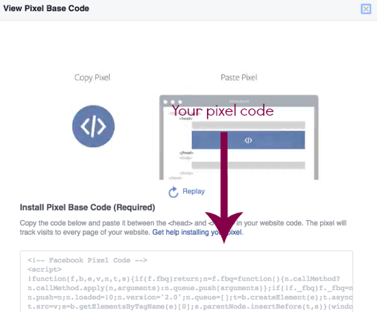 انسخ رمز بكسل Facebook الخاص بك مباشرةً من هذه الصفحة.