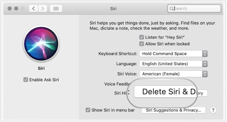 حذف Siri History على نظام Mac