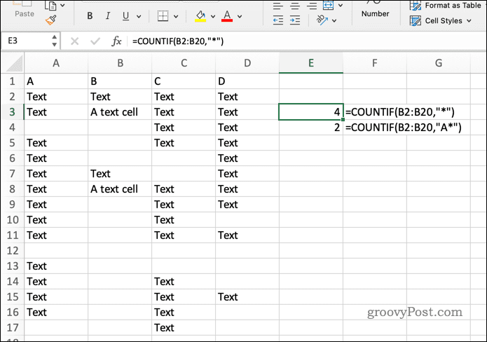 صيغة COUNITF في Excel